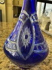 Bohemia Biedermeier Style Cobalt Blue Cut And Clear Crystal Decanter-bottle