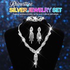 Silver Bridal Prom Jewelry Set For Women - Elegant Rhinestone Design