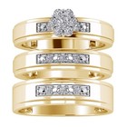 0 30 Ct Round Cut Lab Grown Diamond Wedding Trio Ring Sets 10k Yellow Gold