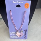 Claire s Best Friends Hippo Split Heart Necklace Set Pink Purple Beaded Glitter