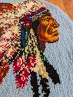 Near Mint  43  Indian Head Latch Hook Rug By Shillcraft Wall Hang Vintage 1978