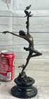 Girl Dancing With Birds Bronze Metal Statue Sculpture Original Art Marble Base