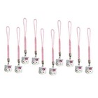10 Hello Kitty Brass Bell Charms Pink White Craft Mobile Cell Phone Strap Set