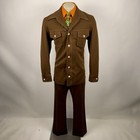 Vtg 60s 70s Leisure Suit Mens 44 Jacket Coat 36 31 Pants Disco Mcm Mod Polyester