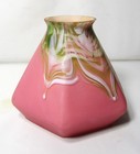 Rare Antique Art Nouveau Bohemian Art Glass Shade In Iridized Pink  Circa 1920