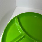 Set Of 6 Vintage Retro Yellow Green Divided Plastic Fondue Plates Made In Japan
