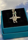 Vtg Navajo Sterling Silver Roadrunner Turquoise Eye 925 Figural Ring 7 25