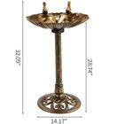 Solar Fountain Bird Bath Outdoor Bronze Resin Shell Wild Bird Feeder Bowl Stand
