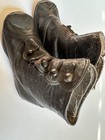 Vintage Antique Victorian Baby Toddler Fancy Black Leather Button Shoes