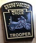 Police Pennsylvania State Trooper Motorcycle 3d Routed Wood Patch Plaque