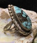 Vintage  Native American Navajo Sterling Silver   Stunning Nevada Turquoise Ring