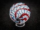 Bryan Trillas Glass Marble filigree Cane red White Blue Black Teal 1 45 Inch