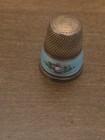 Vtg Antique Germany German  925 Sterling Silver Enamel Floral Thimble Sz 7 Euc