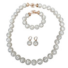 White Abalone Shell 16mm Long Necklace Bracelet Earrings Set Cz Pave Clasp