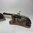 2 Vintage Flintlock Pistol-shaped Lighters Made In Japan With Wooden Stands
