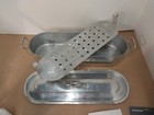 Rare Allumino Cane Aluminum Fish Poacher W  Lid   Steamer Insert Made In Italy 