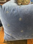 Joanna Buchanan Embroidered Star Pillow  Dark Grey Cotton Velvet 20x20