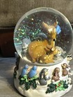 Disney Bambi Musical Snow Globe Christmas  cantique De Noel  Enesco Working