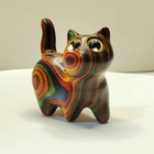 Painted Wooden Cat Figurine Small Kitten Statue Home Festival Decor