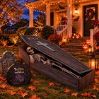 61-inch Halloween Coffin Prop - Foldable Polyester Casket With Vintage Print  St