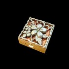 Vintage Mid Century Floral Pill Box Trinket Box Silver Tone Compact 1960s Mcm