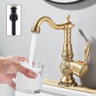 Antique Brass Bathroom Sink Faucet Single Handle Vanity Mixer Taps With Drain