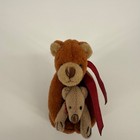 Vintage Miniature Teddy Bear With Baby Plush Jointed Mama Cub Brown 3 5 