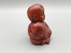 Hand Carved Japanese Boxwood Netsuke Boy Holding Fish 2    