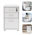 3 Drawer Vertical File Cabinet Lockable Metal Mobile File Cabinet White Office
