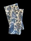 Vintage Pair Of Napkins Blue And White Florals With Birds 18    Sq Asian