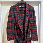 Vintage Pendleton 100  Virgin Wool Robe Red Plaid W  Belt -- Size Medium  Usa