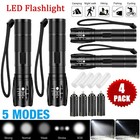 4x 9900000lm Ultra Bright Powerful Police Tactical Torch 5-modes Zoom Flashlight