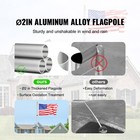 30ft Telescopic Flagpole Kit Heavy Duty Aluminum Flag Pole American Silver