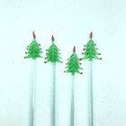 Vintage Christmas Glass Cocktail Drink Swizzle Stir Sticks Tree Set Of 4