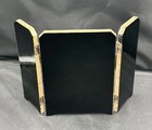 Vintage Asian Three Panel Tabletop Miniature Lacquer Screen 10 5 In By 7 5 In