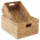 Hyacinth Wicker Storage Basket Set Woven Organizer Bins For Shelves  Natural