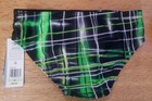Speedo Men Black Green Powerflex Eco Laser Sticks Competition Swim Brief Sz 24
