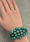 Vintage 70 s Navajo Frank Arviso Royston Turquoise Cluster Sterling Bracelet