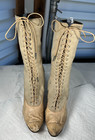 Vintage Antique Woman s Leather   Canvas High Top Lace Up Victorian Shoes Boots