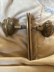 Ornate  Antique Victorian Cast Iron   Brass Door Knob Set   Back Plates