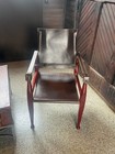 Authentic Models Bridle Brown Leather Campaign Chair New In Box
