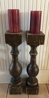 2 Antique Architectural Wood Home Garden Art Baluster Post Candle Stick Holders