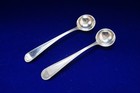 Antique Sterling Silver Salt   Mustard Spoons - T Wallis Ii-london -1790 - 19 6g