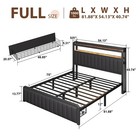 Full Queen Led Bed Frame With Charging Station upholstered Storage Headboard