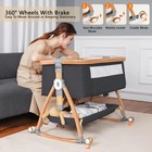 Baby Bassinet 6 Height Adjustable  Wheels  Mosquito Net  Portable Bedside Crib