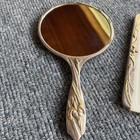 Silver Plated Vanity Set Vtg Hand Mirror Hair Brush Comb Victorian Art Nouveau 