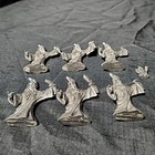 Lot Of 6 Pewter Wizard 3  Tall Figurines Wielding Sword   1  Staff Crystal Ball