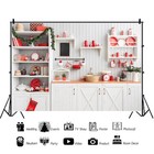 Christmas Kitchen Backdrop Retro Wood House Indoor Photo Props 10x8 Ft