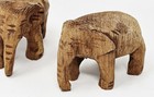 Vintage Hand Carved Wooden Elephants 2 h X 3 l  Inch Statue Figurine Set Of 2 