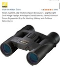 Nikon Aculon A30 10x25 Compact Binoculars Black Multi-coated Lightweight Case